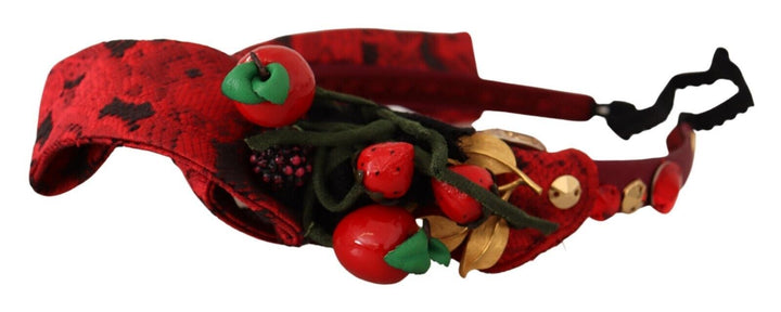Serre-tête diadème Dolce & Gabbana rouge avec nœud en cristaux de baies