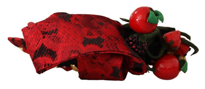 Serre-tête diadème Dolce & Gabbana rouge avec nœud en cristaux de baies