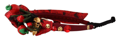 Serre-tête diadème Dolce & Gabbana rouge avec nœud en cristaux de baies