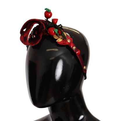 Serre-tête diadème Dolce & Gabbana rouge avec nœud en cristaux de baies