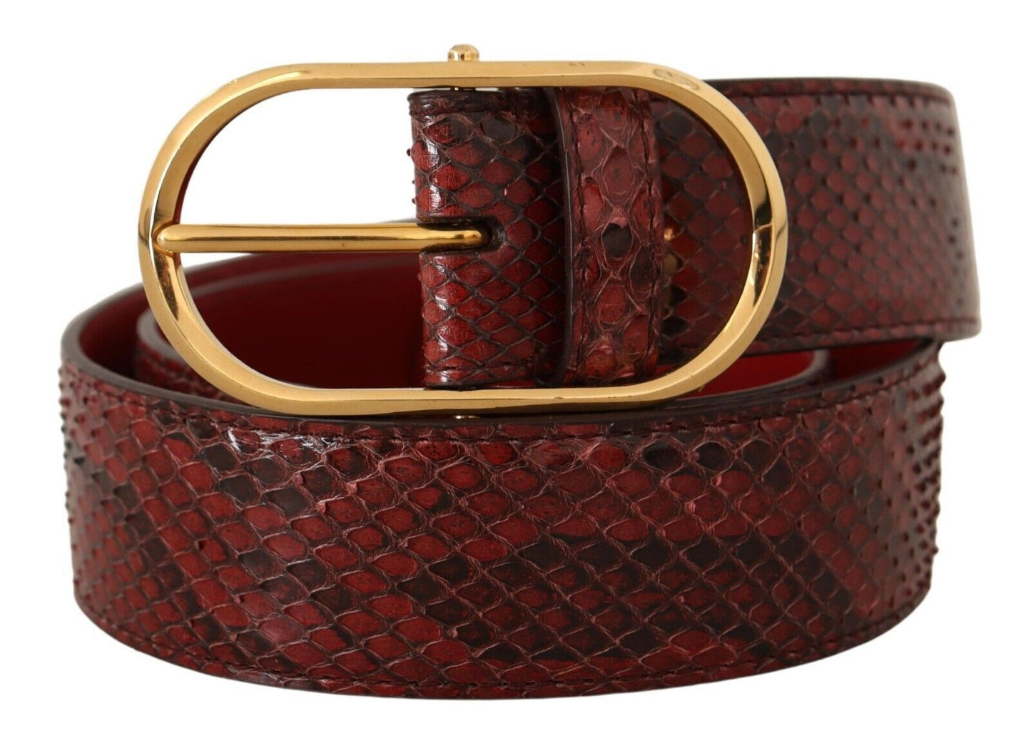 Cinturón Dolce & Gabbana de cuero exótico rojo con hebilla ovalada dorada