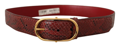 Cinturón Dolce & Gabbana de cuero exótico rojo con hebilla ovalada dorada