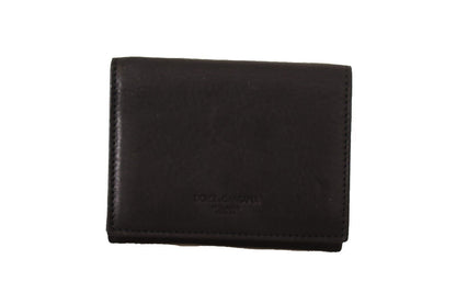 Dolce & Gabbana Portefeuille Multi-Kit Ceinture en Cuir Noir à Trois Volets