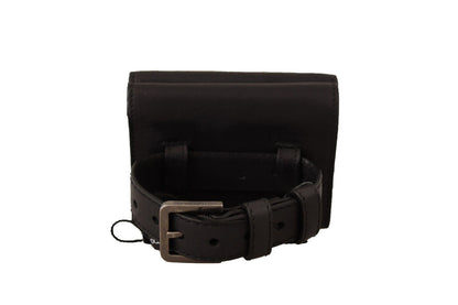 Dolce & Gabbana Portefeuille Multi-Kit Ceinture en Cuir Noir à Trois Volets