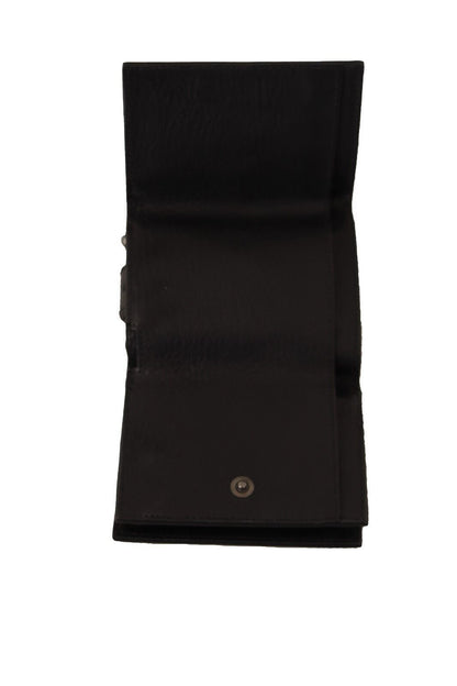 Dolce & Gabbana Portefeuille Multi-Kit Ceinture en Cuir Noir à Trois Volets