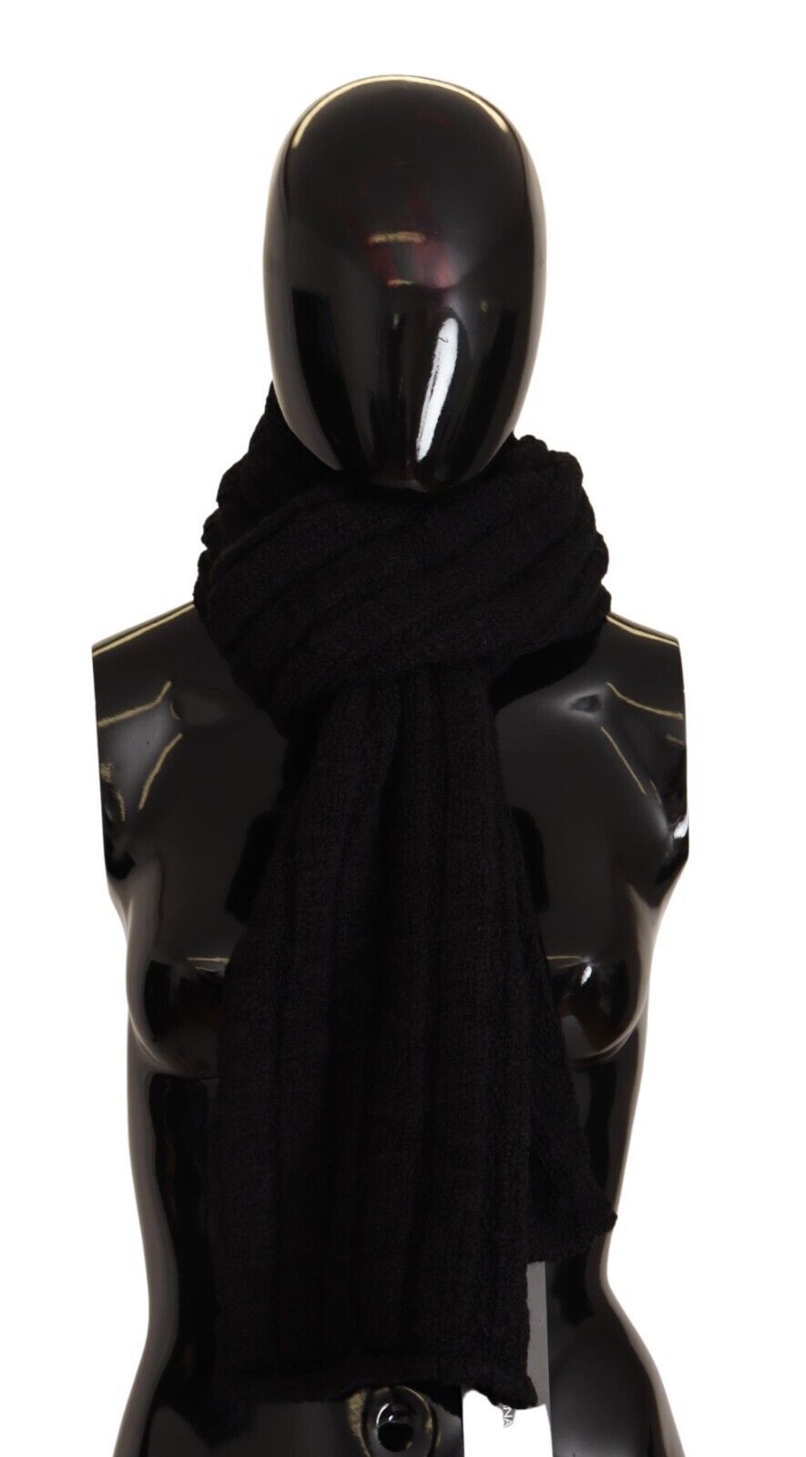 Écharpe châle en laine vierge noire tricotée unisexe Dolce & Gabbana