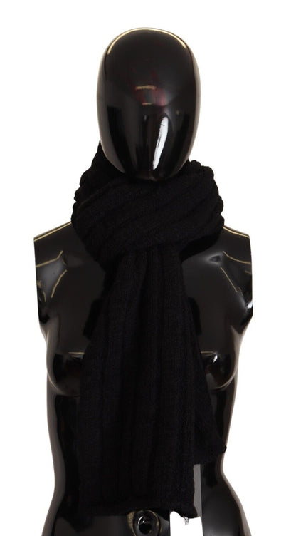 Écharpe châle en laine vierge noire tricotée unisexe Dolce & Gabbana