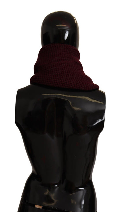 Écharpe-châle enveloppante en cachemire rouge foncé avec logo Dolce & Gabbana, tricotée
