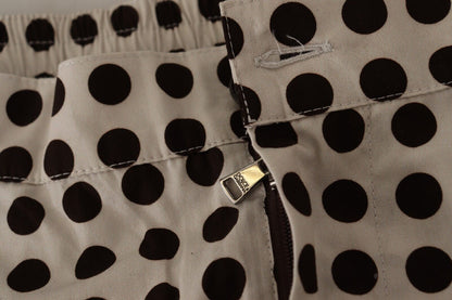 Short en Coton et Lin Noir à Pois Blancs Dolce & Gabbana