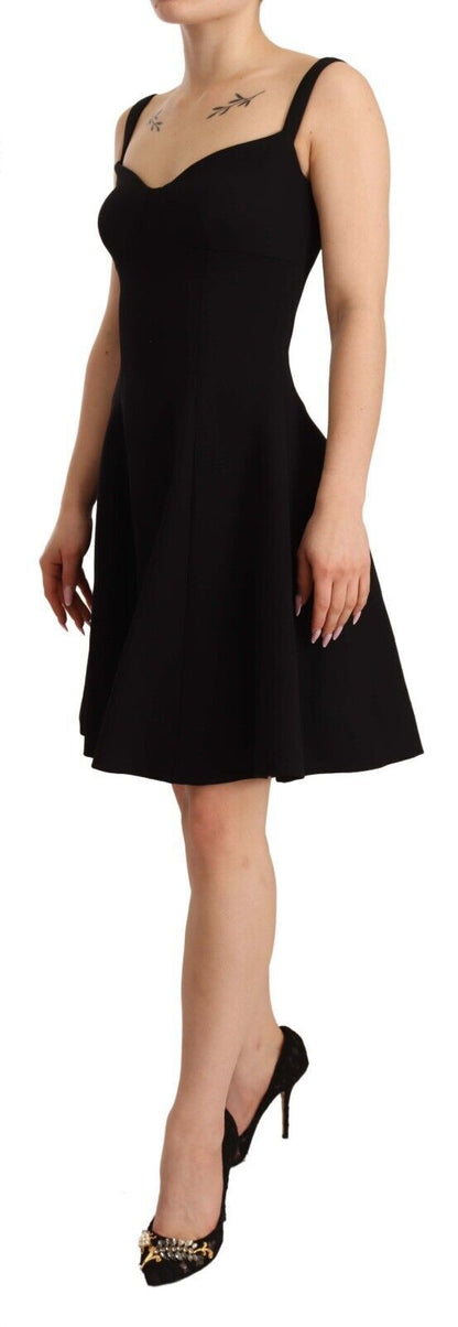 Robe fourreau Dolce & Gabbana noire évasée en laine stretch