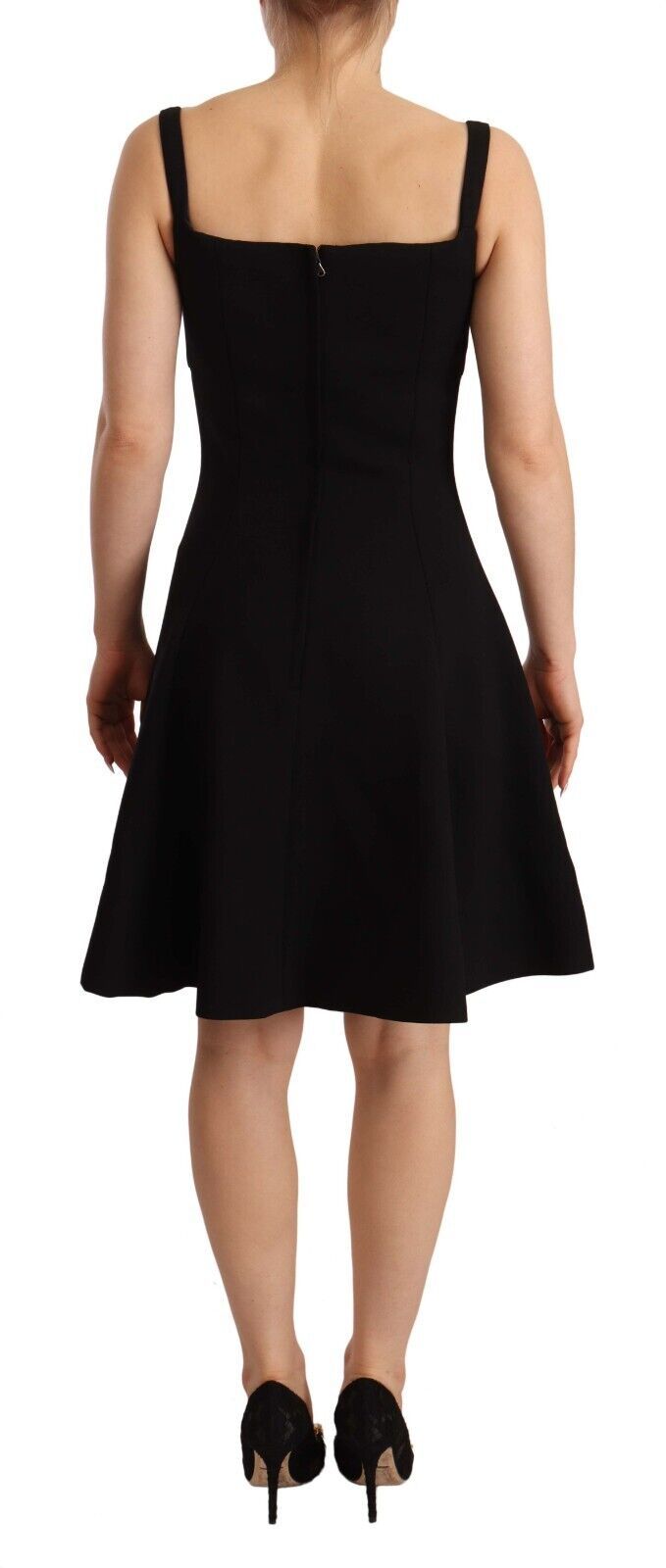 Robe fourreau Dolce & Gabbana noire évasée en laine stretch