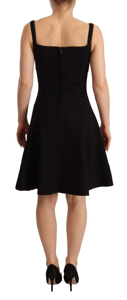 Robe fourreau Dolce & Gabbana noire évasée en laine stretch