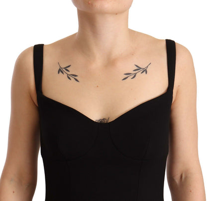 Robe fourreau Dolce & Gabbana noire évasée en laine stretch