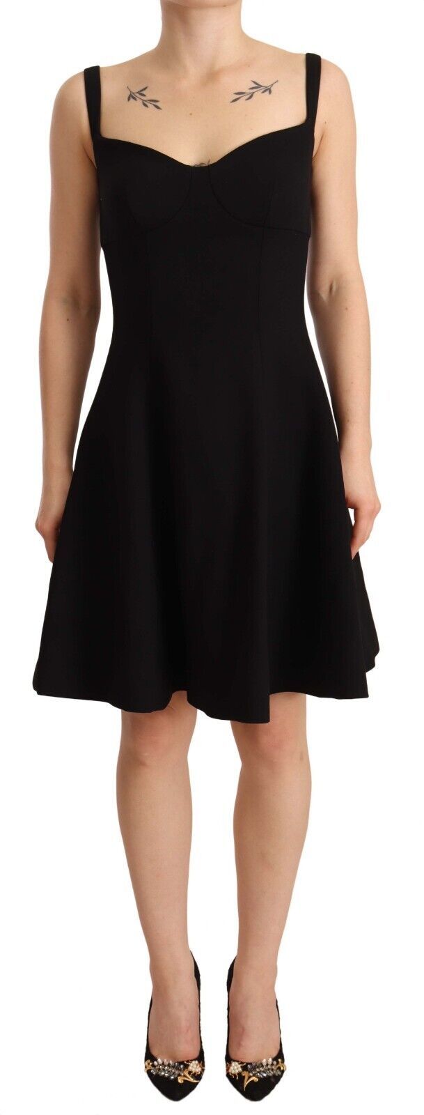 Robe fourreau Dolce & Gabbana noire évasée en laine stretch