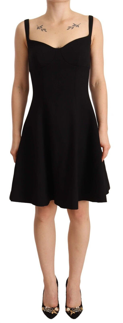 Robe fourreau Dolce & Gabbana noire évasée en laine stretch