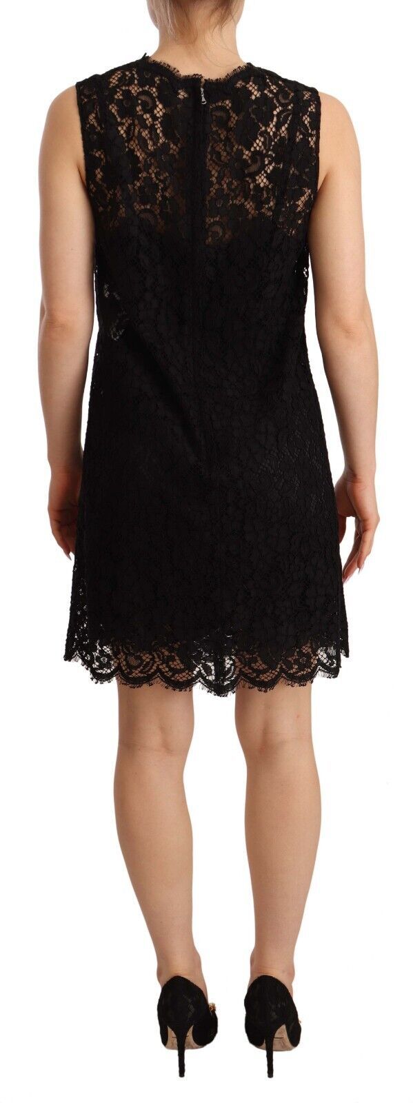 Mini-robe sans manches Dolce & Gabbana fourreau en dentelle florale noire