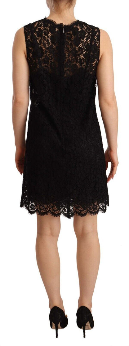 Mini-robe sans manches Dolce & Gabbana fourreau en dentelle florale noire