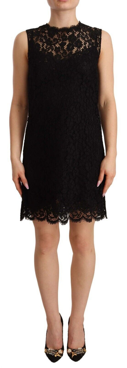 Mini-robe sans manches Dolce & Gabbana fourreau en dentelle florale noire