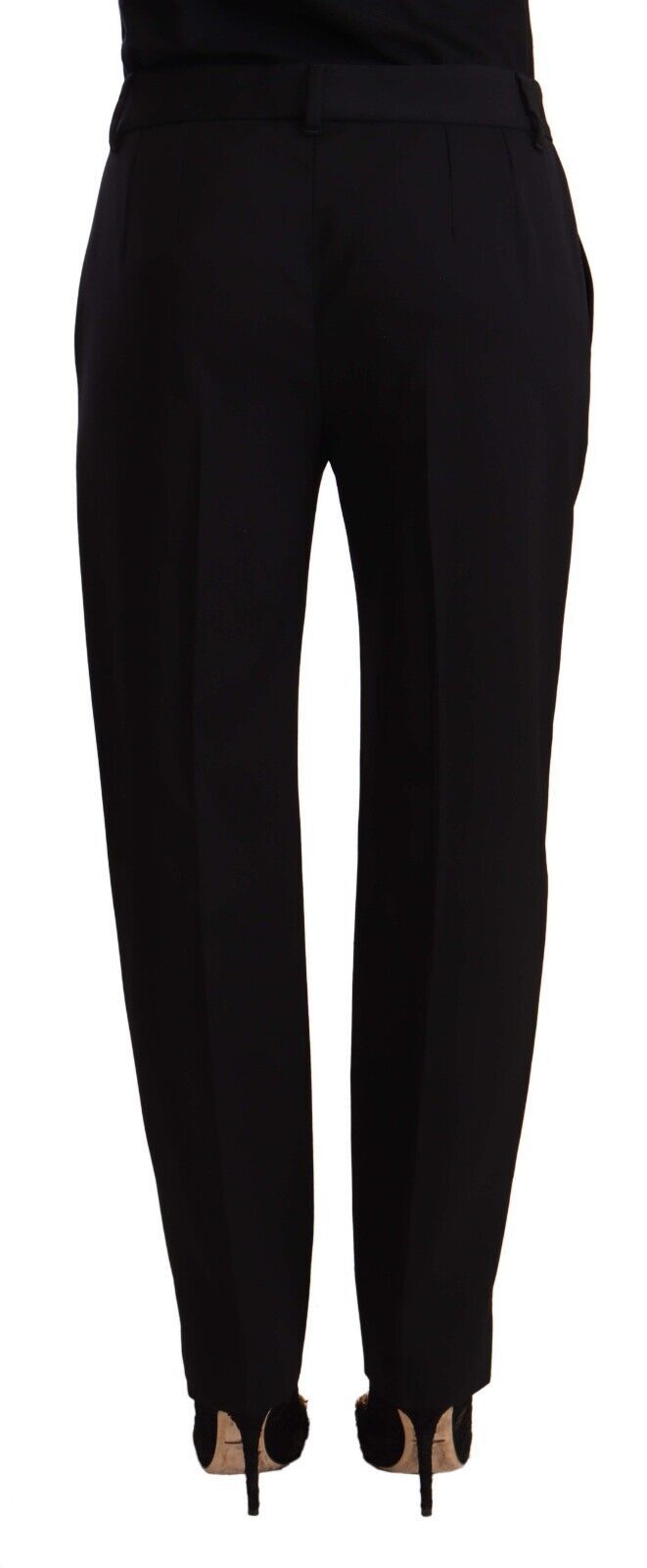 Pantalon fuselé noir en laine, taille mi-haute, Dolce & Gabbana