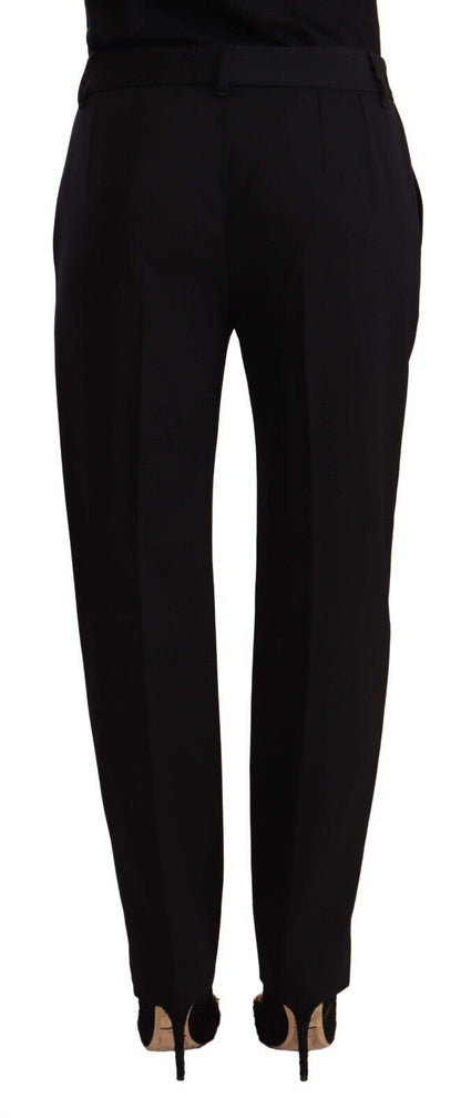 Pantalon fuselé noir en laine, taille mi-haute, Dolce & Gabbana