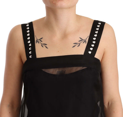 Mini-robe fourreau Dolce & Gabbana en soie noire stretch ornée de cristaux