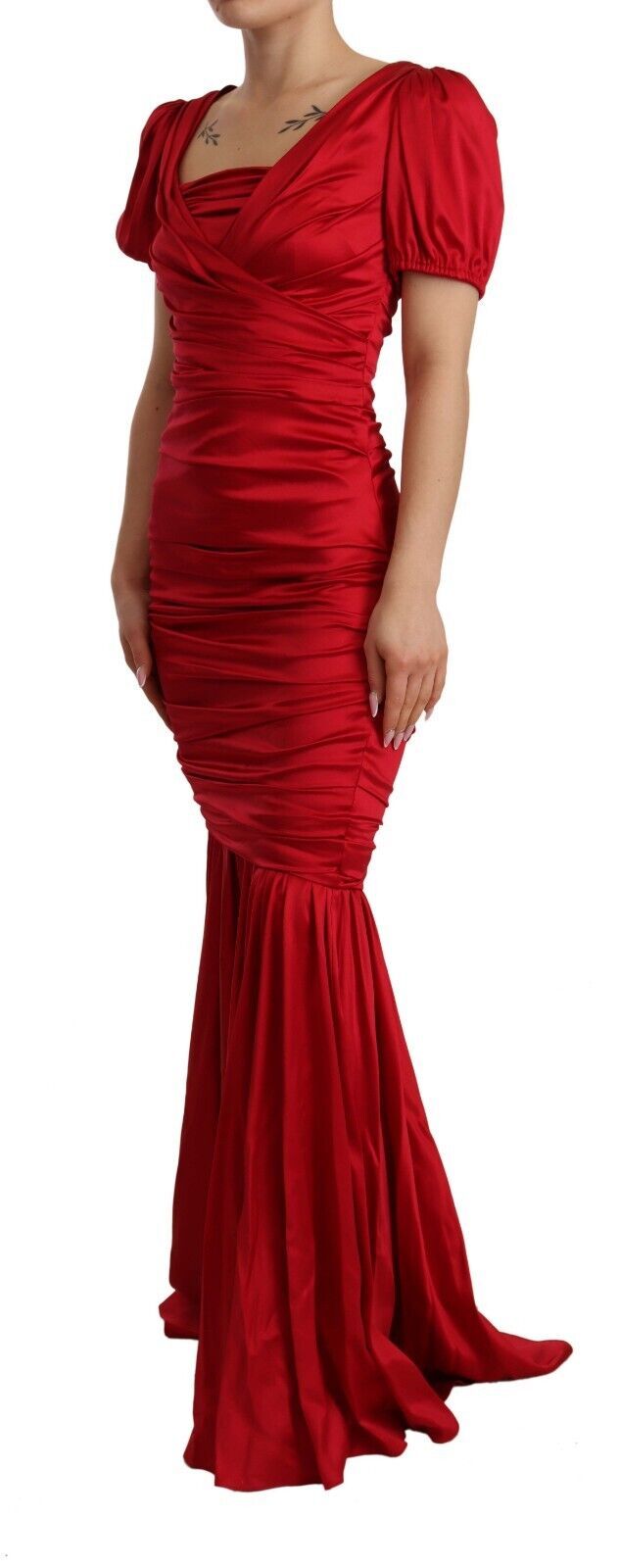 Robe de soirée sirène fourreau Dolce & Gabbana en soie stretch rouge