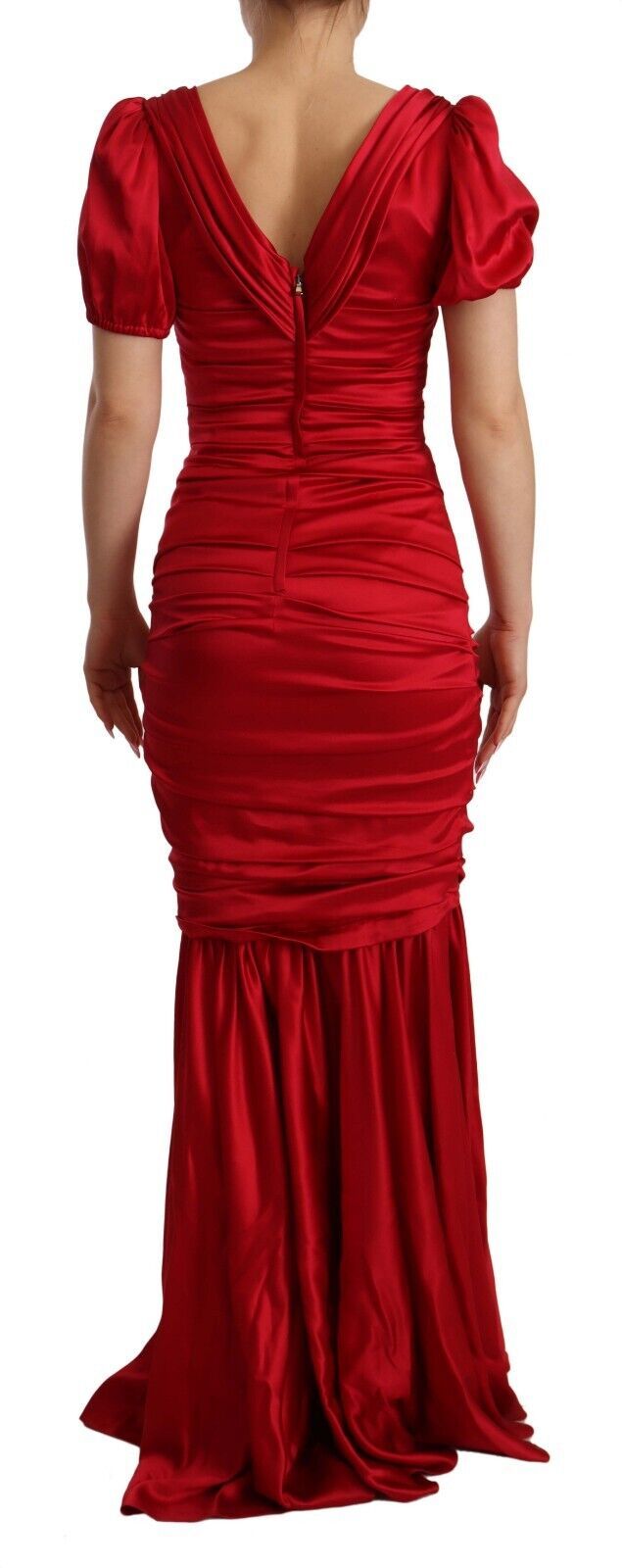 Robe de soirée sirène fourreau Dolce & Gabbana en soie stretch rouge