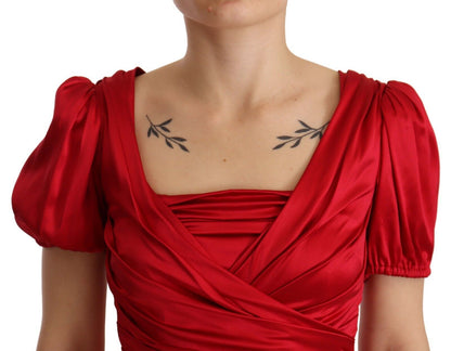Robe de soirée sirène fourreau Dolce & Gabbana en soie stretch rouge