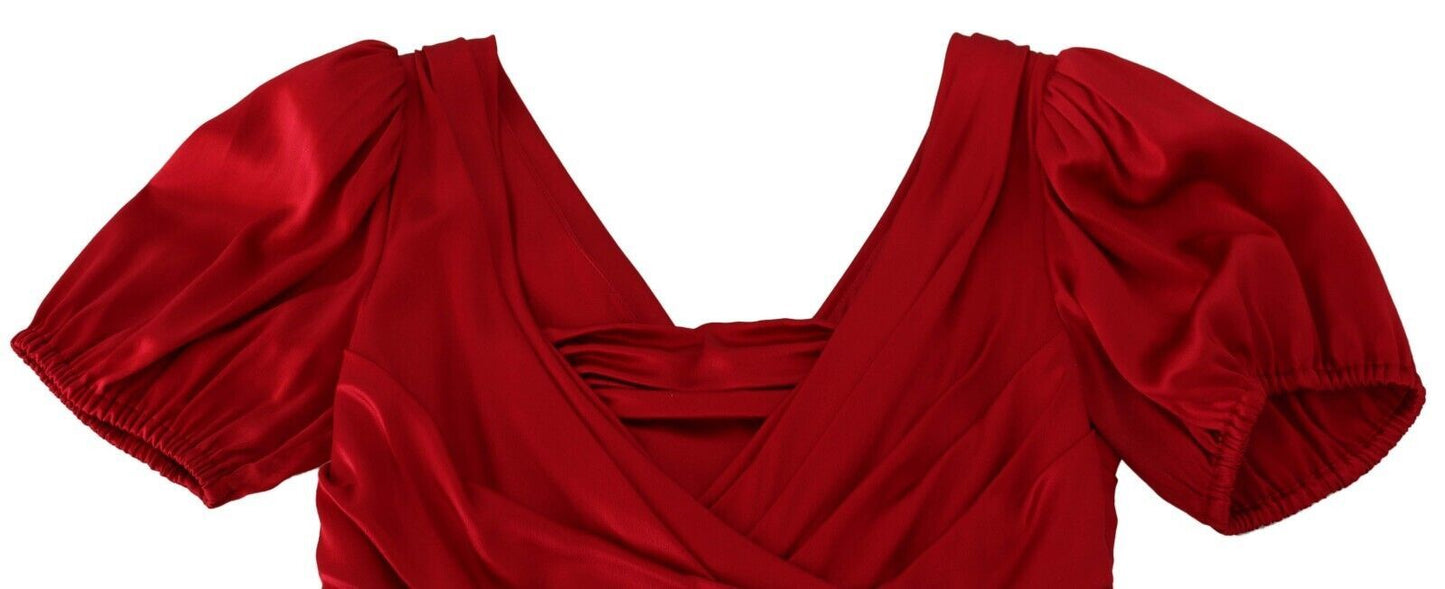 Robe de soirée sirène fourreau Dolce & Gabbana en soie stretch rouge