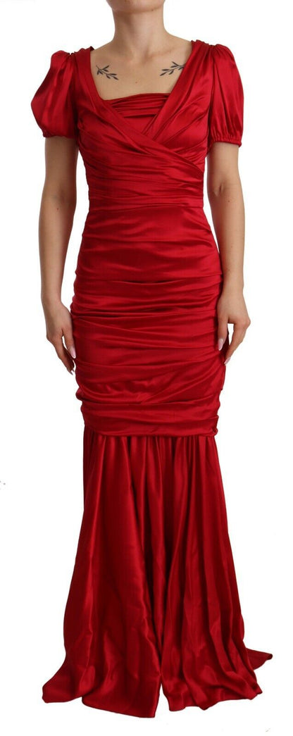 Robe de soirée sirène fourreau Dolce & Gabbana en soie stretch rouge