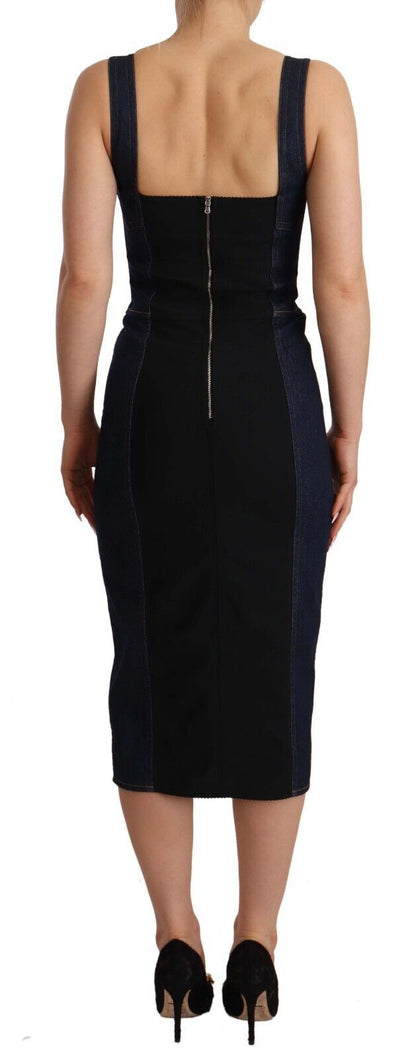 Robe fourreau midi en jean de coton bleu foncé Dolce & Gabbana