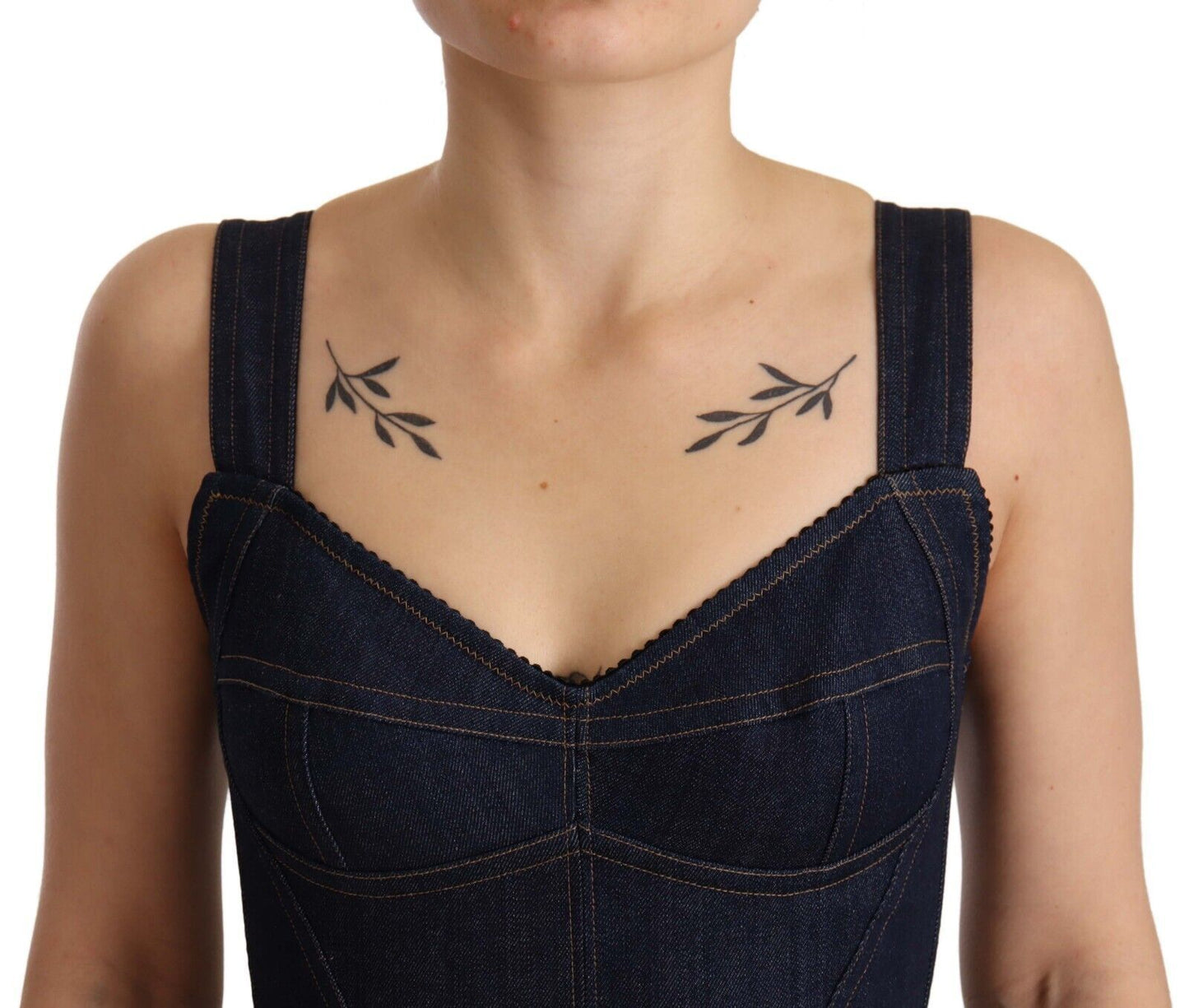 Robe fourreau midi en jean de coton bleu foncé Dolce & Gabbana