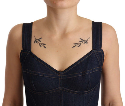 Robe fourreau midi en jean de coton bleu foncé Dolce & Gabbana
