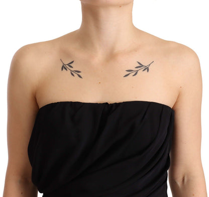Robe midi fourreau sans bretelles en soie stretch noire Dolce & Gabbana