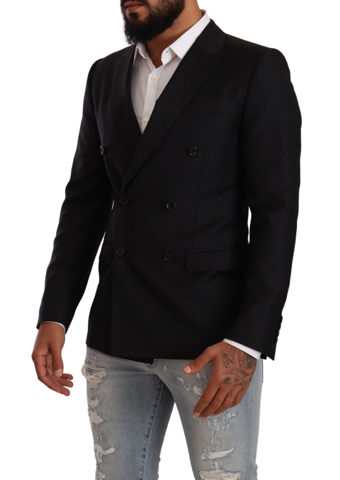 Veste MARTINI croisée Dolce & Gabbana noire à pois