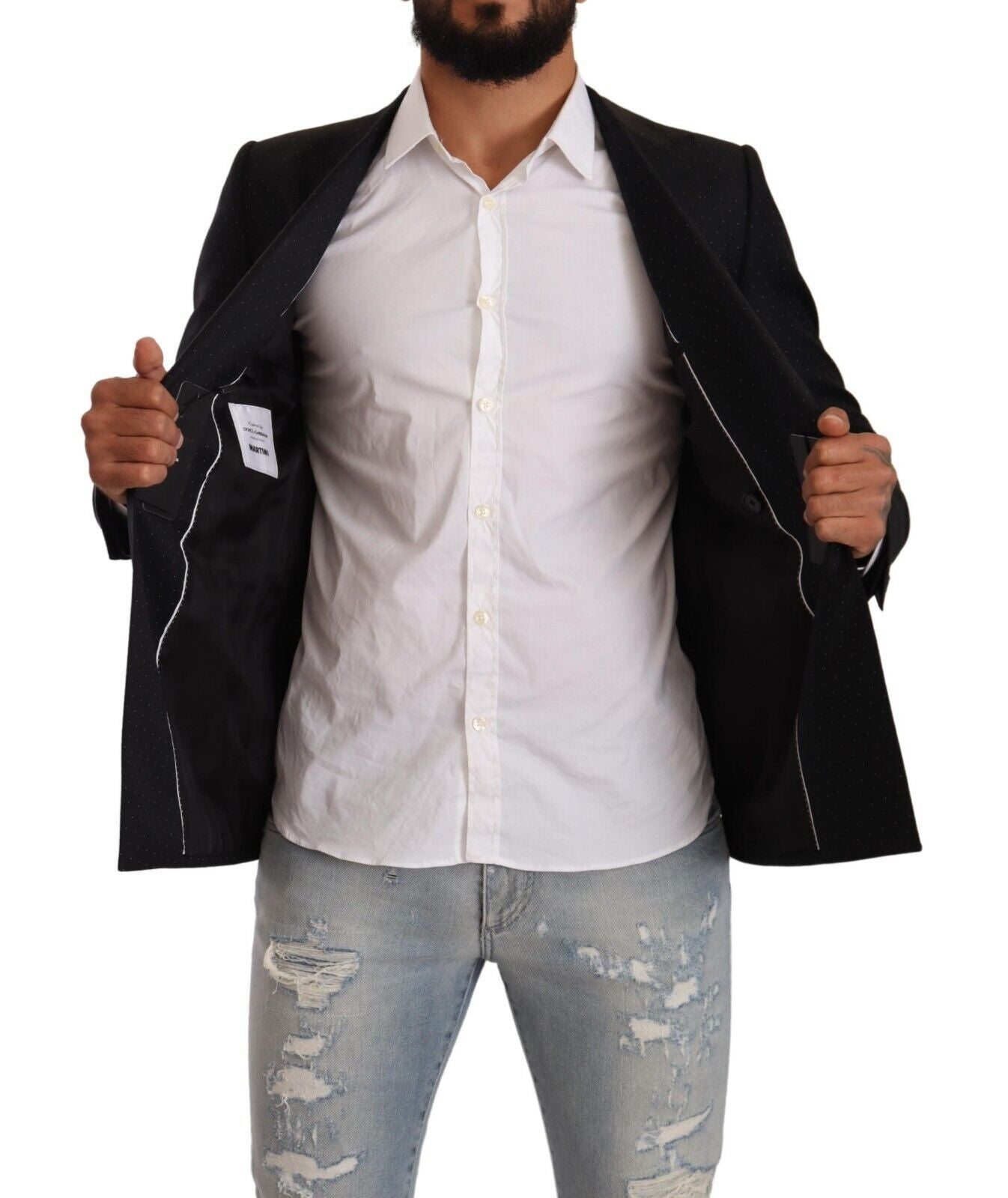 Veste MARTINI croisée Dolce & Gabbana noire à pois