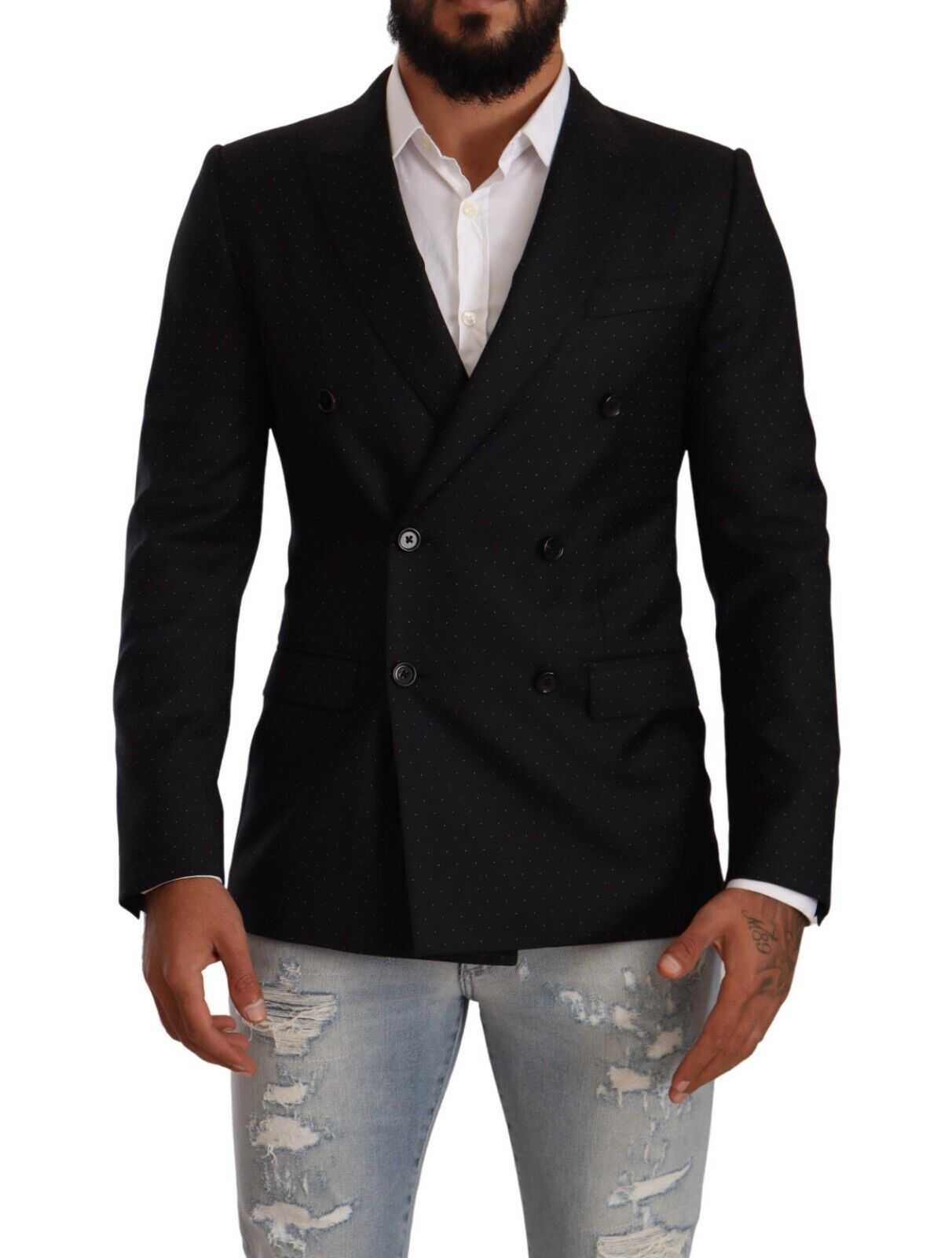 Veste MARTINI croisée Dolce & Gabbana noire à pois