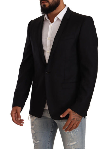 Dolce & Gabbana Costume en Laine Noire à Boutonnage Simple VESTE GOLD