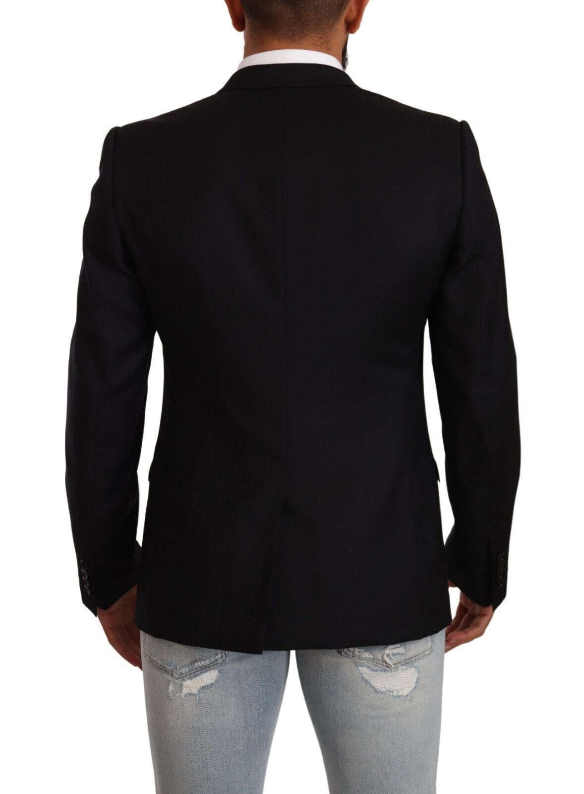 Dolce & Gabbana Costume en Laine Noire à Boutonnage Simple VESTE GOLD
