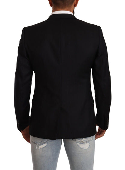 Dolce & Gabbana Costume en Laine Noire à Boutonnage Simple VESTE GOLD