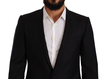 Dolce & Gabbana Costume en Laine Noire à Boutonnage Simple VESTE GOLD