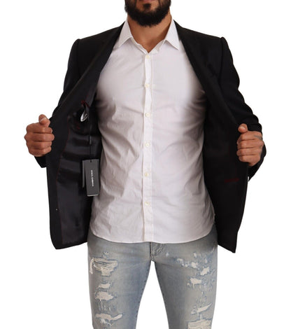 Dolce & Gabbana Costume en Laine Noire à Boutonnage Simple VESTE GOLD