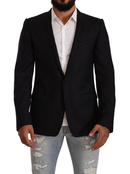 Dolce & Gabbana Costume en Laine Noire à Boutonnage Simple VESTE GOLD