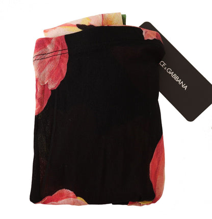 Collants en nylon à imprimé floral noir Dolce & Gabbana