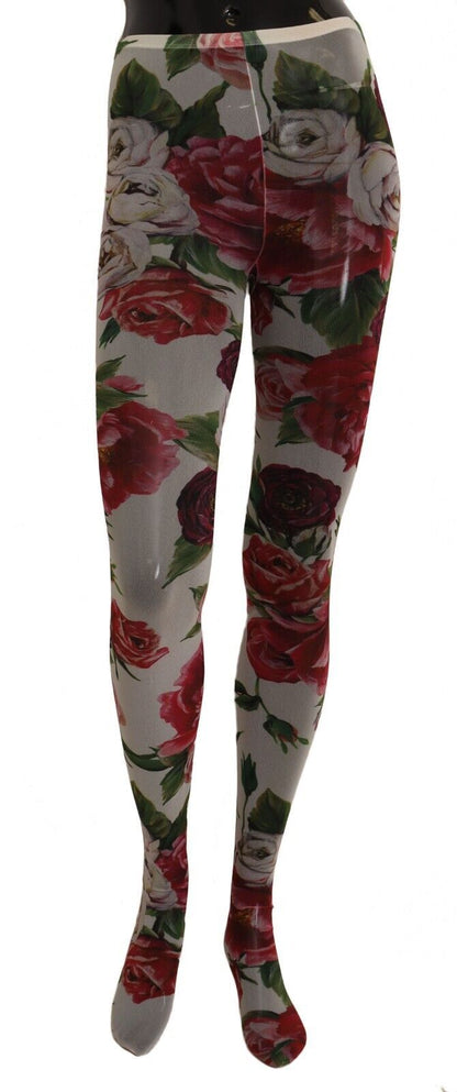Medias de nailon Dolce & Gabbana blancas con estampado floral