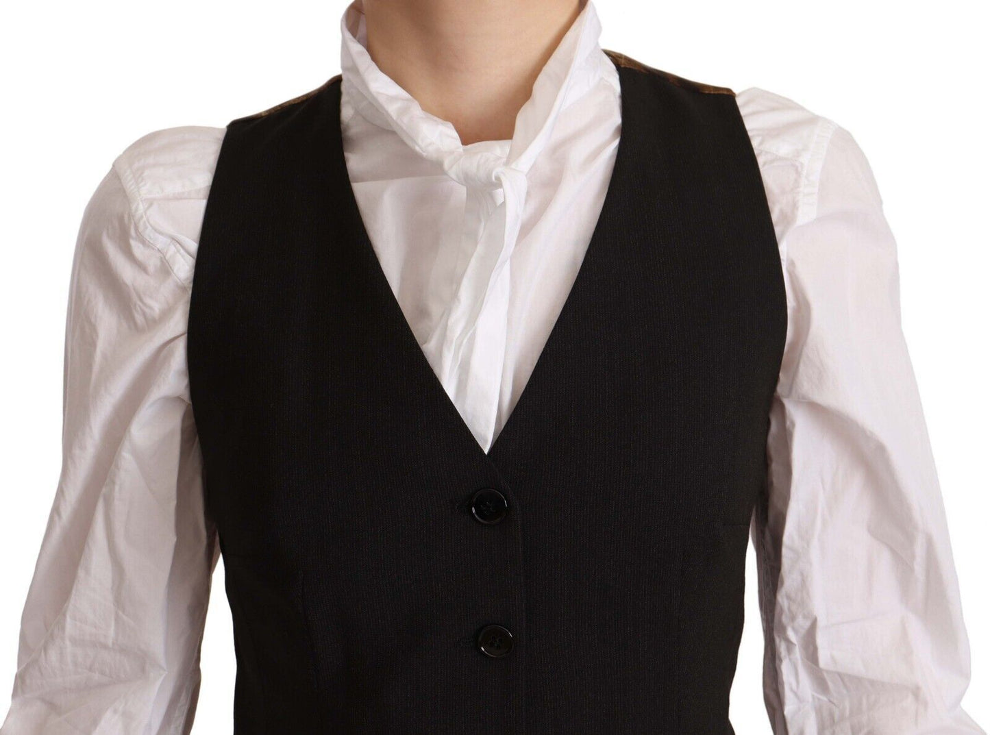 Dolce & Gabbana Haut sans manches en polyester noir avec boutons