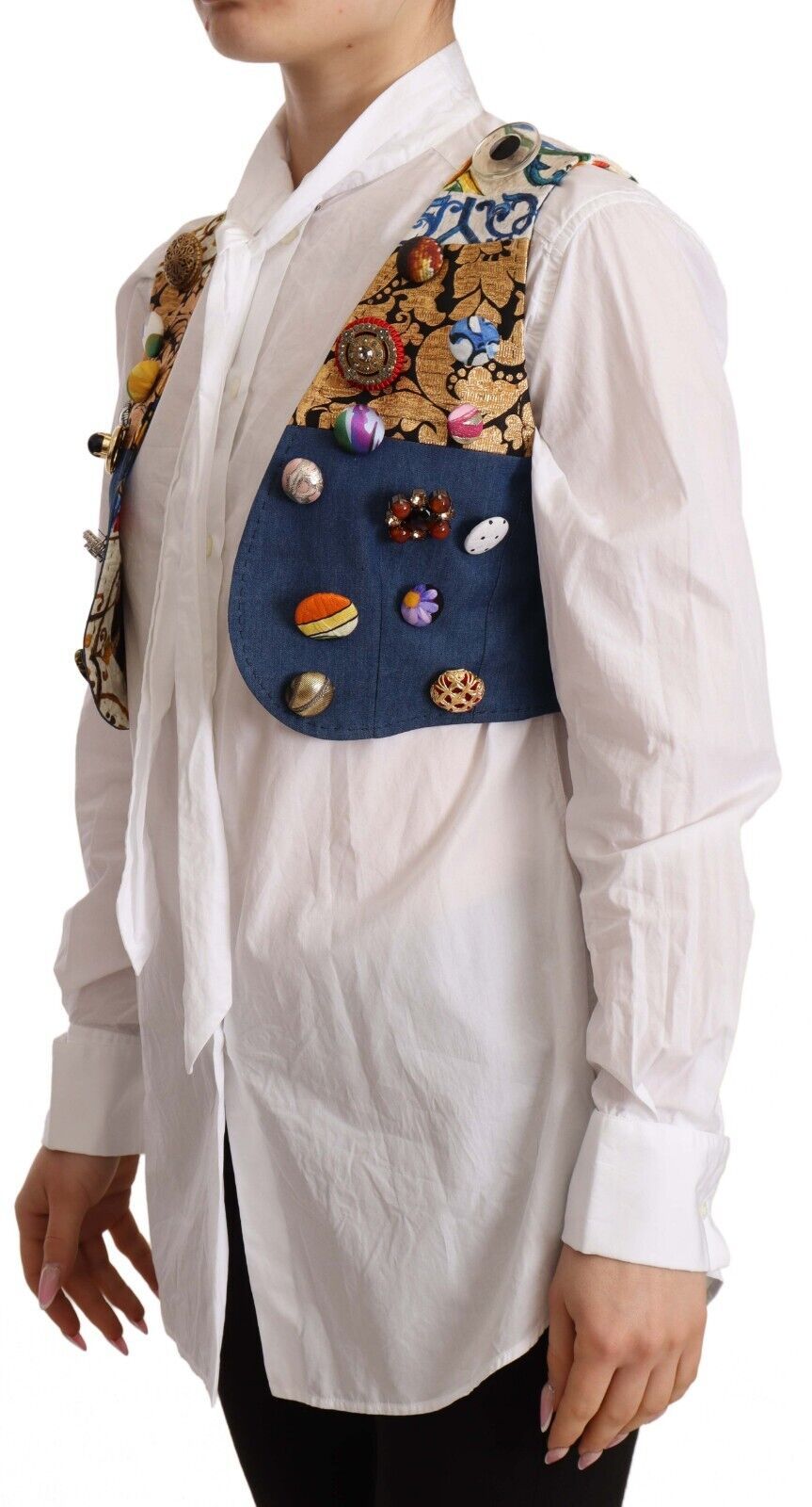 Haut en coton sans manches orné multicolore Dolce & Gabbana