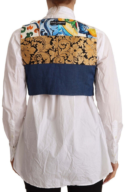 Haut en coton sans manches orné multicolore Dolce & Gabbana