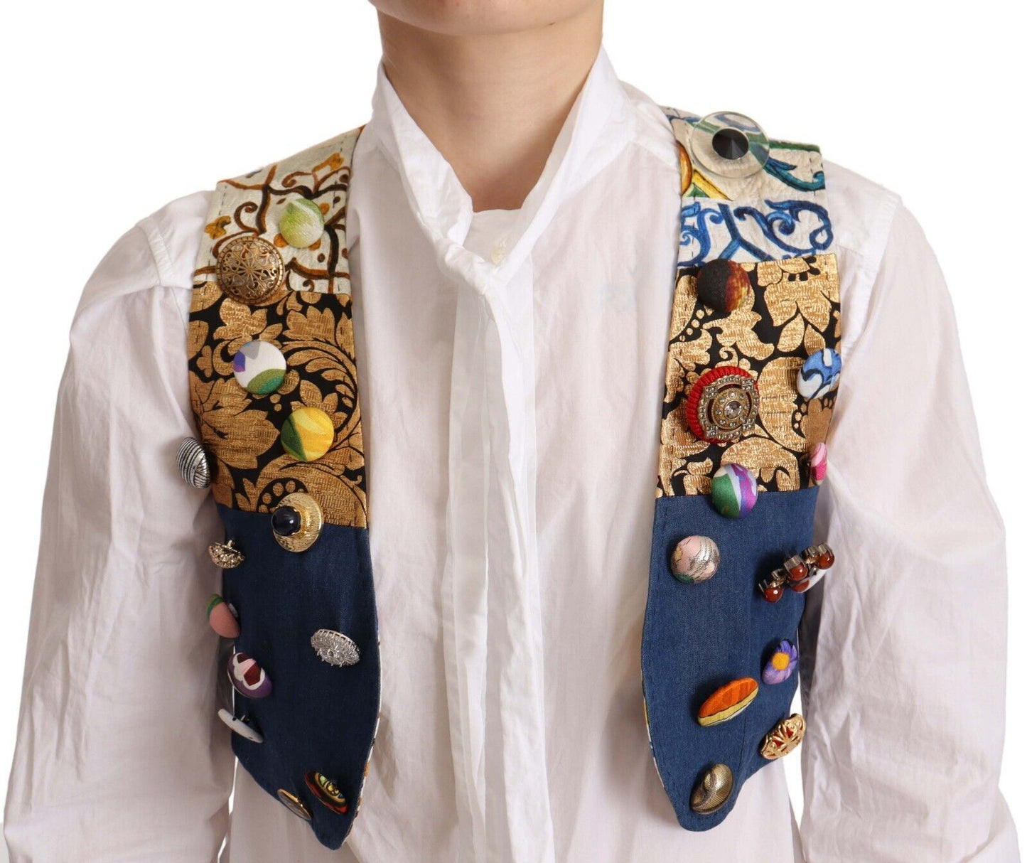 Haut en coton sans manches orné multicolore Dolce & Gabbana