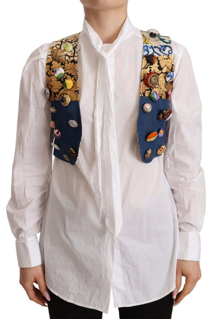 Haut en coton sans manches orné multicolore Dolce & Gabbana